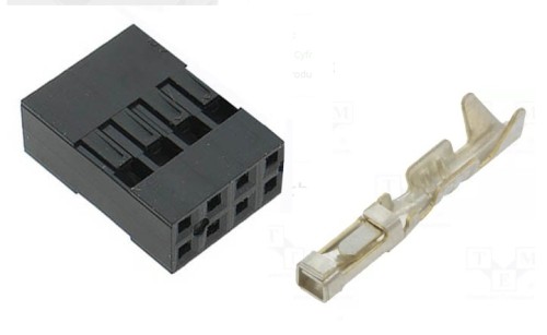 JS-D-08/5 Złącze do listew PH 2.54 mini-latch zaciskane na kable 2x4pin - 8-stykowe ( + terminale)