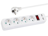 KAB47.1USB-10  Przedłużacz sieciowy dwuprzewodowy z kostka 4x (1.5m) + USB