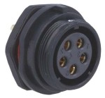 SPP2112-5GZ-P Gniazdo 5 pin, zakręcane na obudowę, wodoodporny - gwint zewnętrzny, 500V, 30A