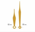 UM213Y.02G Komplet wskazówek: godzinowa 63mm, minutowa 93mm - krawaty, złote (typu Y)