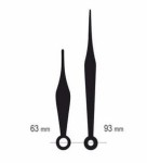 UM213Y.02C Komplet wskazówek: godzinowa 66mm, minutowa 95mm - krawaty, czarne (typu Y)