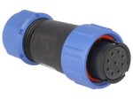 SPP2110-9GW Gniazdo 9 pin na kabel (7-12mm) okrągły, lutowany, wodoodporny - gwint wewnętrzny (5A)