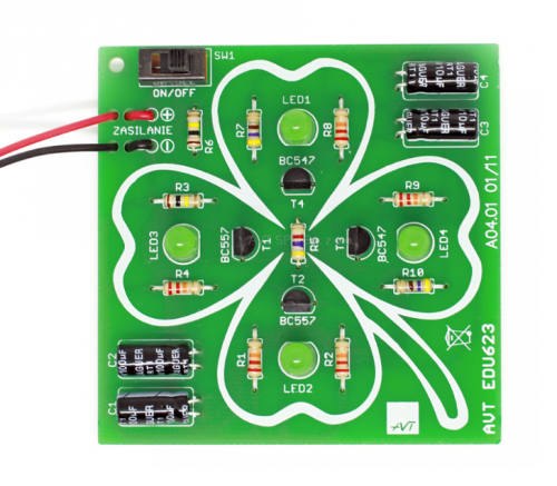 AVTEDU623 Czterolistna koniczynka LED (Zestaw do nauki lutowania) AVTEDU623