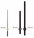 UM213Y.11C Komplet wskazówek: godzinowa 85mm, minutowa 130mm, sekundowa 90mm - typu solid, czarne - typu Y