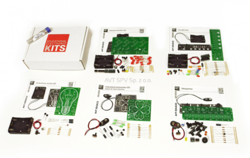 AVTEDU5PAKIET Zestaw 5 kitów DIY do nauki lutowania (AVTEDU622, AVTEDU623, AVTEDU630, AVTEDU631, AVTEDU635)