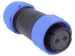 SPP2110-2GW Gniazdo 2 pin na kabel (7-12mm) okrągły, zakręcany, wodoodporny - gwint wewnętrzny