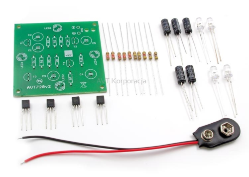 AVT720B Błękitno - biały mrygacz (Zestaw do złożenia)
