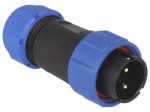SPP2110-2WW Wtyk 2 pin na kabel (7-12mm) okrągły, zakręcany, wodoodporny - gwint wewnętrzny